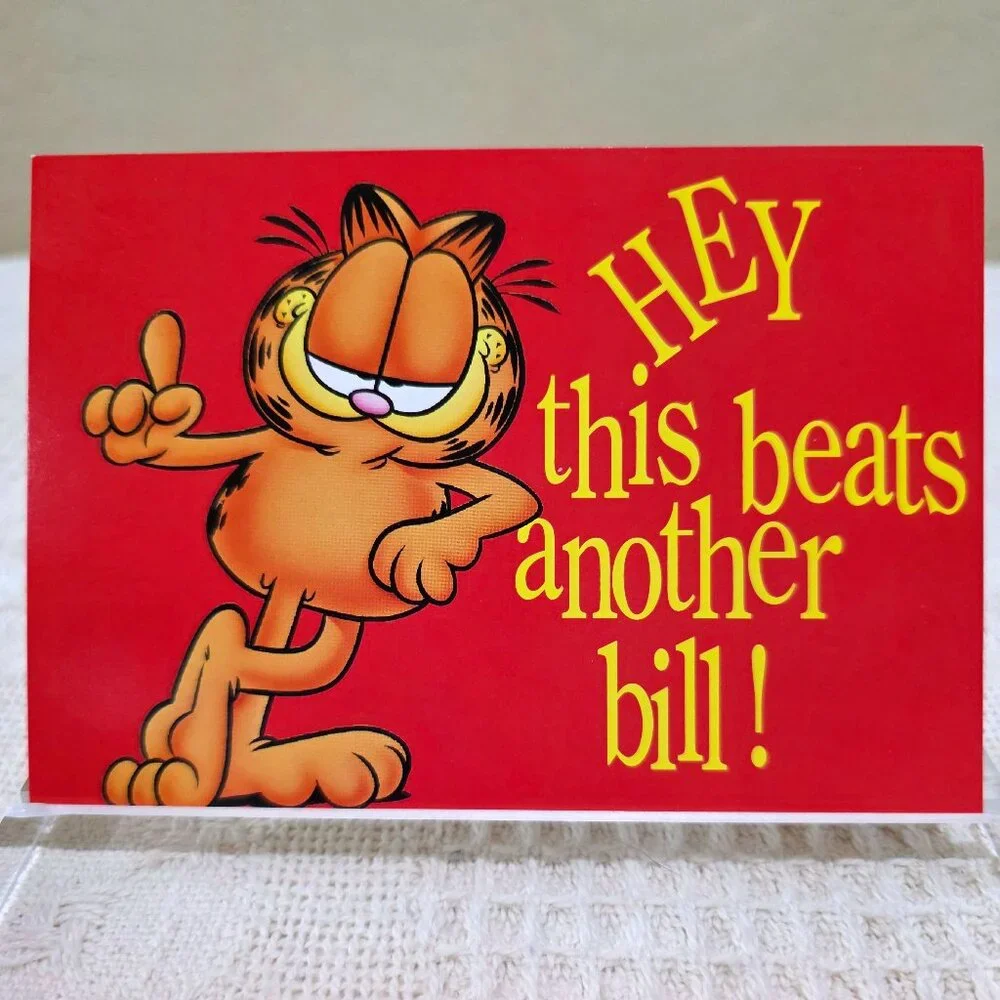 Vintage 1978 Garfield Jim Davis HEY THIS BEATS ANOTHER BILL! Postcard Unused